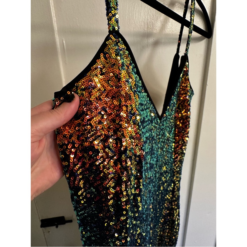 Vixen by Micheline Pitt Scarab Glitz Glamour Sequin Wiggle Dress Large L RARE - Picture 7 of 7